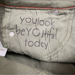 Peace Love World  Olive Green Raw Hem Button Front Flare Jeans Women’s Size 2 Photo 11