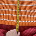 Talbots Sweater Womens L Pet Orange White Stripe Long Sleeve Open Knit Pullover Photo 4