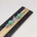 Handmade  Mint Green Floral Butterfly Beaded Earrings Photo 3