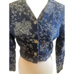 Avon Fashions Vintage 80’s/90’s Blue with Silver Floral Design Cropped Bolero St Photo 11