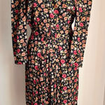Karin Stevens Vintage Karin Steven’s Black Floral Print Dress 6 Petite Photo 0