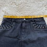 Honey Punch Women's Black Denim Mini Skirt with Lace-Up Detail - Size M Photo 5