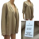 Active USA Lightweight Linen Blend Open Front Roll Sleeve Blazer Womens Large Photo 1