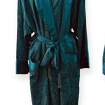 Victoria's Secret VICTORIA’S SECRET Vintage Gold Label Teal Green Long Satin Bathrobe Size M/L Photo 0