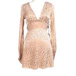 Privacy Please  Revolve Ella Satin Blush Cheetah Open Back Cocktail Dress XS New Photo 1