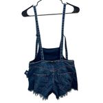 We The Free Free People  Blue Denim Strappy Shortalls Frayed Overall Shorts Twee Photo 3