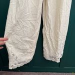 Tiare Hawaii  Cream Jumpsuit Romper Cross Front Eyelet Hem Wide Leg Photo 2