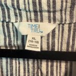 Time and Tru Dark Navy Gray White Striped Tie Front Shirt Womens XL Photo 3