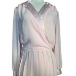 Vintage Sheer Pastel Pink Satin Trim Wrap Top Midi Dress Romantic Feminine 8 Photo 1
