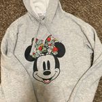 Disney  hooded sweatshirt gray/multicolor embroidery Minnie Mouse woman LARGE Photo 0