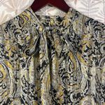 Elan Boho Paisley Tiered Mini Dress Size L Long Sleeve Tie Neck Lined Flow Dress Photo 2