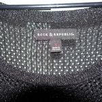 Rock & Republic Black Mesh Metallic Sweater S Photo 5