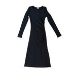 Aritzia Wilfred Amelia Ribbed Ruched Side Midi Dress Black Size Small Photo 10