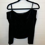 XScape Elegant Black Velvet Off-Shoulder Top Floral Detail Medium Y2K Photo 9