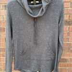 Planet Gold  Cowl Neck Pullover Tunic Top Grey Womens Size Medium Kangaroo Pocket Photo 0