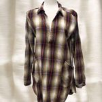 CP Shades Teton Tunic Shirt Sz S Brown Red Plaid Cotton Oversized Lagenlook Photo 0