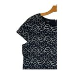 Alfani Dress Womens 18 Black White Embroidered Short Sleeve Fit And‎ Flare Mini Photo 3