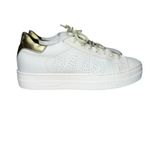 P448 John Low Top Leather Sneakers Women’s 39 8.5 White Gold Metallic Italy Made Photo 3