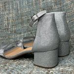 Sugar Noelle Low Block Heel Dress Ankle Strap Sandal in Silver Glitter Mesh Size 11 Photo 3