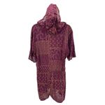 Earthbound Trading Co Romper Hooded Boho Print Burgundy Gold Women's XXL NWT Red Photo 4