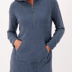 Barefoot Dreams Cozy Chic Lite Knit Half-Zip Kangaroo Pocket Tunic Sweater sz XL Photo 0