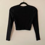 Tna Aritzia Women's size Small Black Cropped Long Sleeve Ribbed Shirt Minimalist Photo 4