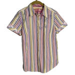 Robert Graham  Multicolor Stripe Short Sleeve Top Button Down Medium Women Photo 0