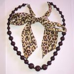 Leopard Cheetah Animal Print Maroon Brown Boho Beaded Necklace Photo 1