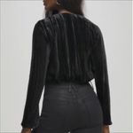 Good American Velvet Wrap Long Sleeve Bodysuit Top Photo 2