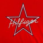 Tommy Hilfiger Red Ringer Tee with Navy & White Logo Star Cap Sleeves Slim Fit Photo 2