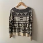 Banana Republic Wool Angora Blend Grey Cream Geometic Stripe Print Sweater M Photo 2
