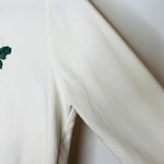 Cream Crew Neck Sweatshirt Poinsettia Applique Design Christmas Sz Medium Red Photo 6