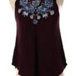 American Eagle Soft & Sexy Burgundy Embroidered Floral Tank Top Size Medium Photo 0