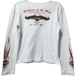 Vintage Y2K Harley Davidson Long Sleeve White / Colorful Flame Thick Tee Shirt Photo 1