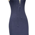 Derek Lam 10 Crosby Navy Lace-Up Midi Dress Medium Photo 0