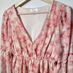 Dizzy Lizzy Dress Womens Large Peasant Chiffon Coral Tie Dye Short Puff … Pink Photo 1