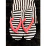 Henri Bendel  stripes pink flip flops shoes 9.5 Photo 3