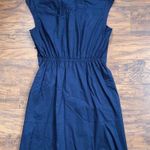 Milly • Maxwell Ruched Poplin Shirtdress navy cap sleeve sheath dress fitted Photo 10