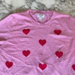 J.Crew EUC Teddie Pink Cotton Red Heart Pullover Sweater Sz L - Small hole Photo 4