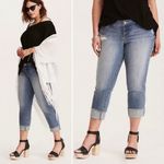 Torrid  light wash cropped destructed frayed hem boyfriend‎ jean Photo 2