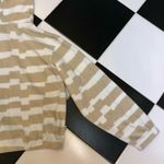 Obey Signal Polar Fleece Cropped Sweatshirt Striped Cream & Tan Hoodie Sherpa S Photo 5