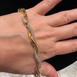 FO Fernando Original stamped vintage necklace sits at the base of neckline Gold Photo 2