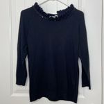 Rsvp EUC by Talbots women's black beaded jeweled ruffle cropped sleeve sweater Photo 0