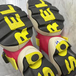 Sorel Sandals Womens Size 8.5 Pink Neon Yellow Platform Slingback Buckle Sport Photo 7