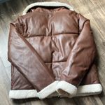 Levi's Women’s Brown Faux Leather Puffer Jacket Size M Photo 9