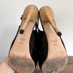 Gucci  Patent Leather Slingback Heels Sz 8.5 / EU 38.5 Black Peep Toe Classic Box Photo 6