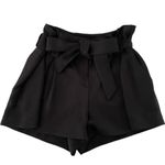 L'Agence NWT  Alex Paperbag Tie Zip High Waist Shorts Pockets 2 Black #1678 Photo 1