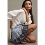 Anthropologie New!  Maeve‎ Smocked Linen Mini Skirt, size XL Photo 3