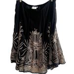 Soft Surroundings Embroidered Chiffon Black Knee Skirt Size XL Gold Embroidery Photo 0