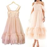 Lace & Beads Powder Pink Corset Tulle Midi Maxi Dress Size 8 Coquette Romantic Photo 1